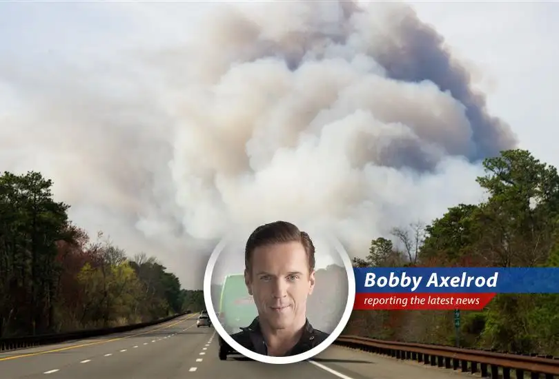 A bonehead's bonfire in the Pine Barrens turns into a multi-state air quality crisis. Time to short some hazmat suits?