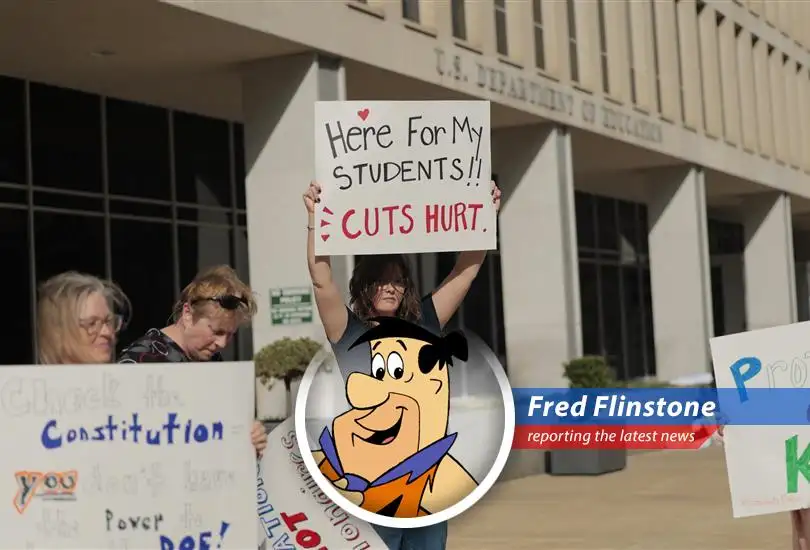 A judge slaps down the Trump Administration's plan to downsize the Education Department, saving over 1,300 jobs! Fred Flinstone reports live from Bedrock!