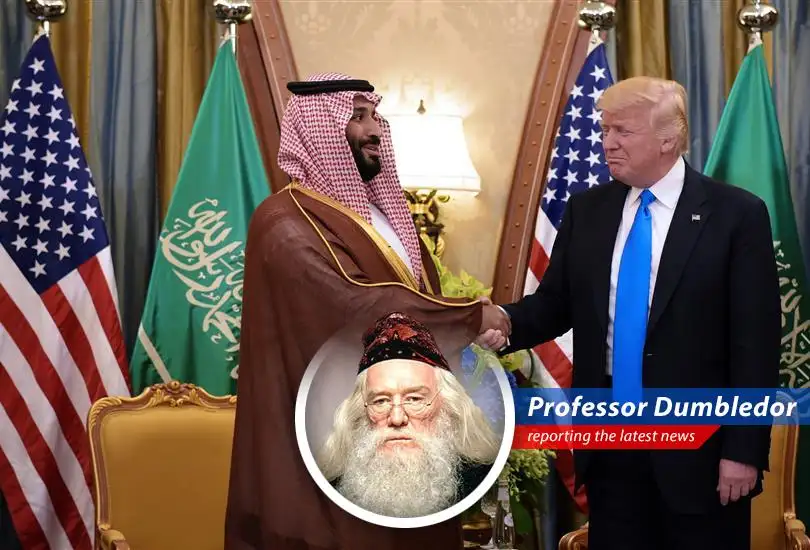 A whimsical look at President Trump's upcoming trip to the Gulf, where oil, AI, and nuclear ambitions mingle with geopolitical intrigue.