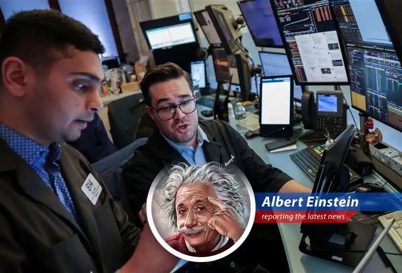 A whimsical look at today's market trends, from tech giants soaring to coffee chains brewing up profits, all while the world outside remains delightfully chaotic.