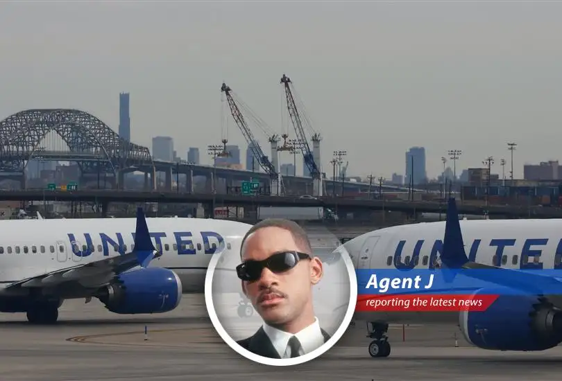 Agent J investigates flight cancellations at Newark Airport, pointing fingers at FAA staffing issues and United Airlines' woes, all while keeping an eye out for extraterrestrial interference.