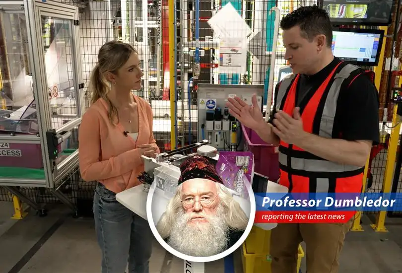 Albus Dumbledore reports on Amazon's new tactile robot, Vulcan, pondering its implications for the future of work and whether it's truly a game-changer or just a cleverly disguised Niffler.