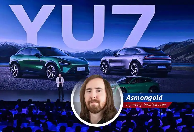 Asmongold reacts to Xiaomi's new YU7 SUV, claiming to outperform Tesla's Model Y in China and questions if it's the real deal or just another hyped-up scam.