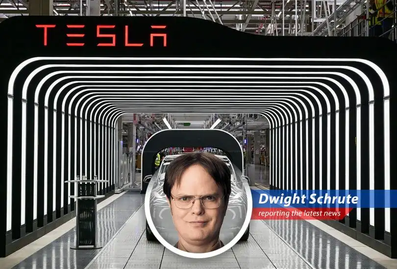 Assistant Regional Manager (and Volunteer Sheriff's Deputy) Dwight Schrute reports on Tesla's upcoming robotaxi launch in Austin, Texas, and the protests brewing against it.
