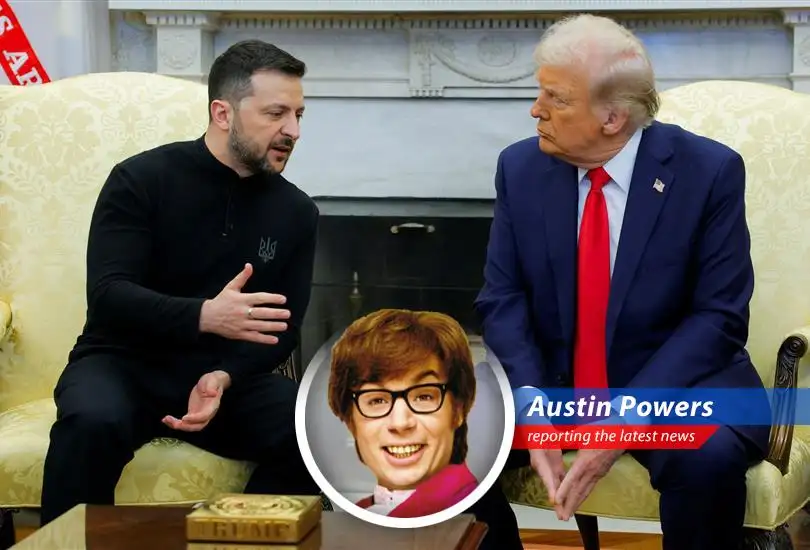 Austin Powers reports on the unlikely reunion of Trump and Zelenskyy at Pope Francis's funeral, where peace talks got a whole lotta 'shagadelic' complications. Oh, behave!