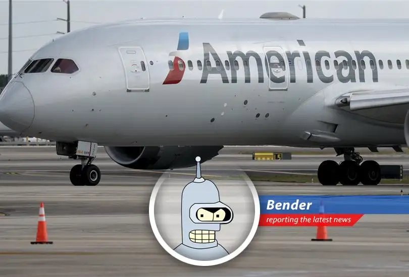 Bender's take on American Airlines' financial woes, blaming leisure travelers, economic uncertainty, and maybe a little robot rebellion.