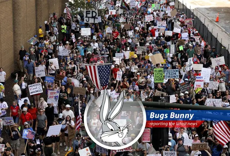 Bugs Bunny reports on the massive military parade in the nation's capital, complete with tanks, troops, and a healthy dose of protests. Looks like someone's having a Hare-Raising day!