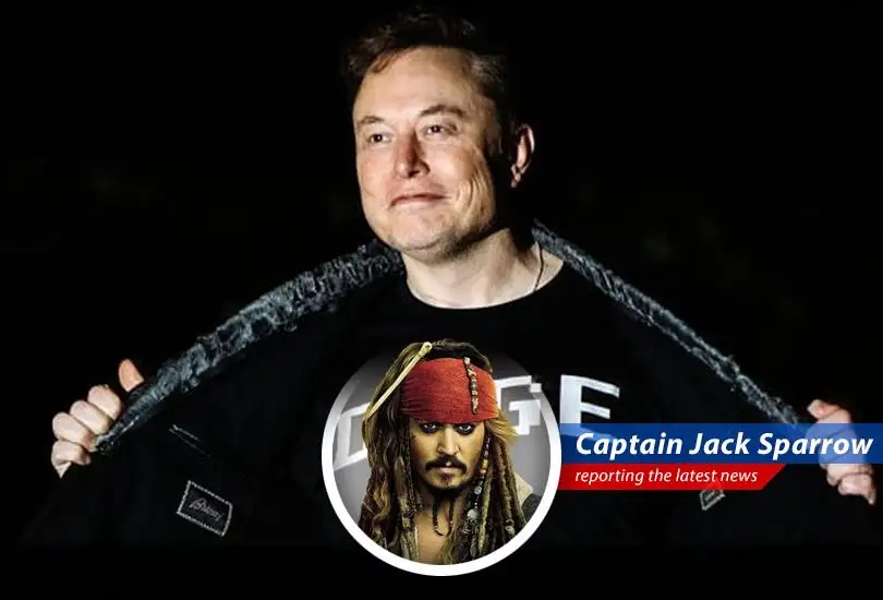 Captain Jack Sparrow reports on Elon Musk's new political party causing Tesla stock to plummet, leaving investors feeling like they've walked the plank.