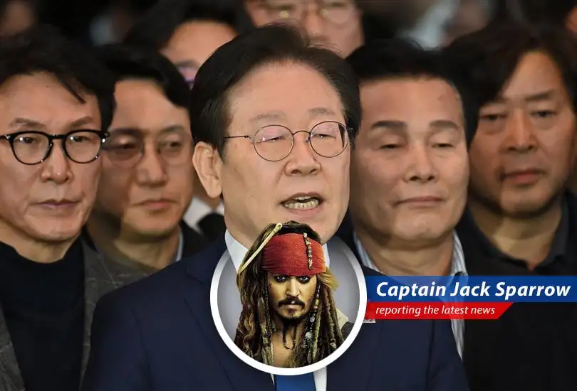 Captain Jack Sparrow reports on South Korea's presidential frontrunner Lee Jae-myung's bold stance on renegotiating trade tariffs with the U.S., a dance as delicate as walkin' a tightrope across the Maelstrom!