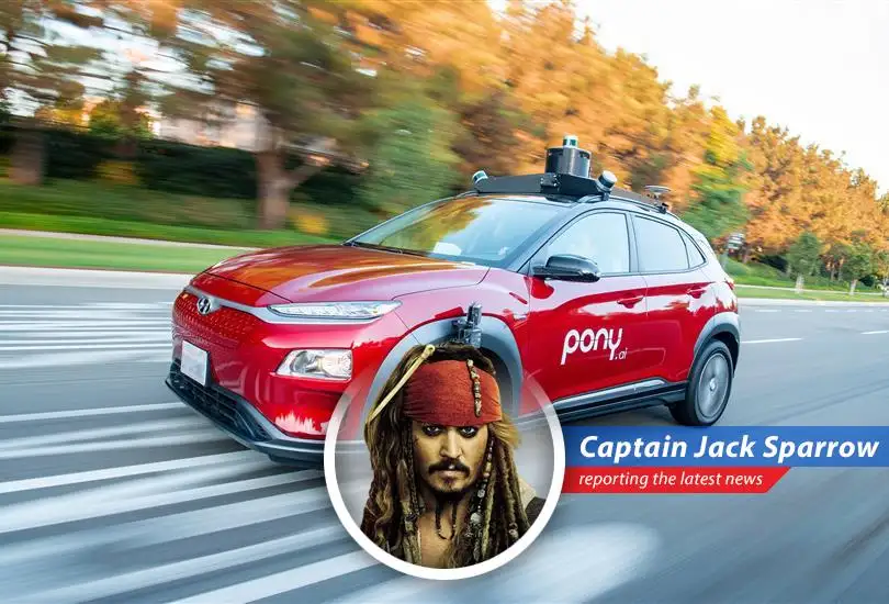 Captain Jack Sparrow reports on a Pony.ai robotaxi spontaneously combusting in Beijing, leaving investors singed and raising questions about self-driving safety faster than you can say 'Savvy?'