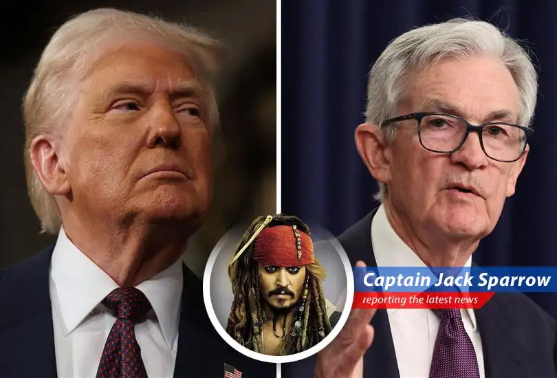 Captain Jack Sparrow reports on the high seas drama as Trump sets his sights on the Federal Reserve, demanding lower rates and hinting at the 'termination' of Chair Jerome Powell. Savvy?
