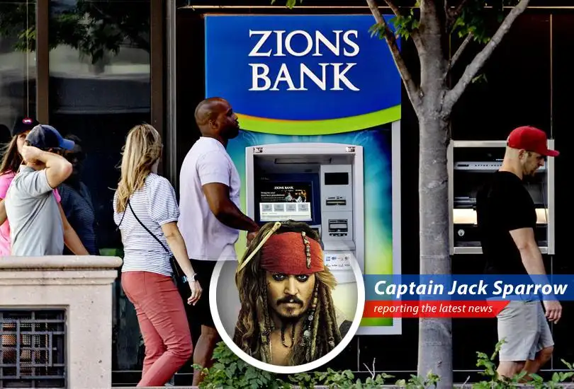 Captain Jack Sparrow reports on the recent stock market movements, where some banks missed the treasure and one tech company found a doubloon-filled chest!