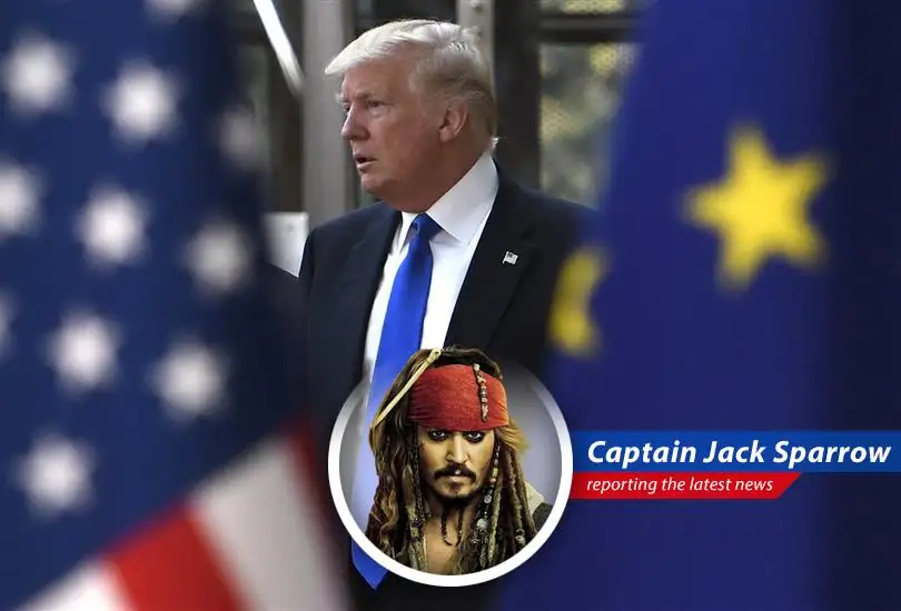 Captain Jack Sparrow reports on the surprising shift in US-EU relations and its impact on the markets, filled with swashbuckling speculation and a touch of financial piracy.
