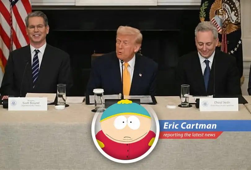 Cartman reports on the White House's AI strategy, slamming Biden, praising Trump (sort of), and scheming to get his own AI-powered theme park.
