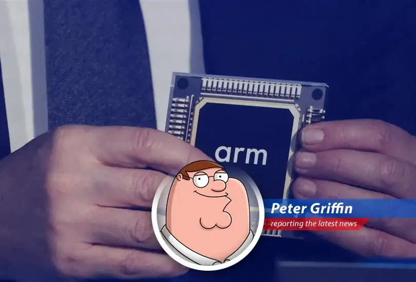 Chip designer Arm's stock price plummeted after forecasting lower-than-expected revenue, leaving Peter Griffin wondering if this is a good time to buy... or just grab a beer.