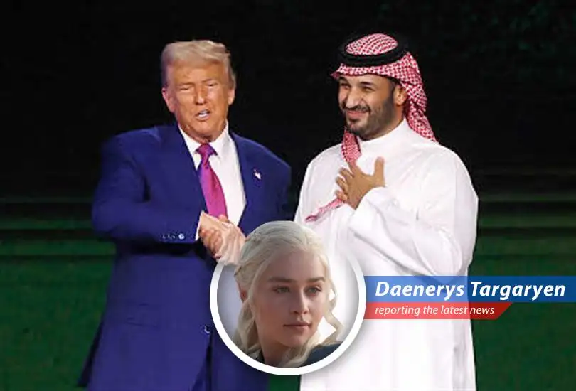 Daenerys Targaryen reports on Trump's ambitious deals with Saudi Arabia, a massive defense agreement, potential AI investments, and the lifting of Syrian sanctions, all while questioning if this 'chance at greatness' is more dragon's breath or empty promise.