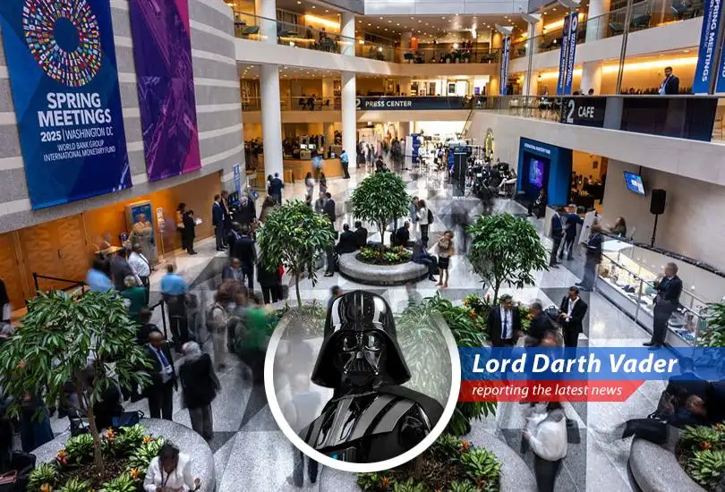 Darth Vader analyzes the IMF and World Bank's spring meetings, dissecting the tariff tensions between the U.S. and China with a Sith Lord's unique blend of humor and dark insight.