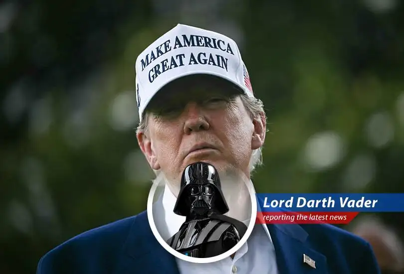 Darth Vader analyzes the escalating tensions between the U.S., Israel, and Iran, as Trump contemplates military action and mass evacuations.
