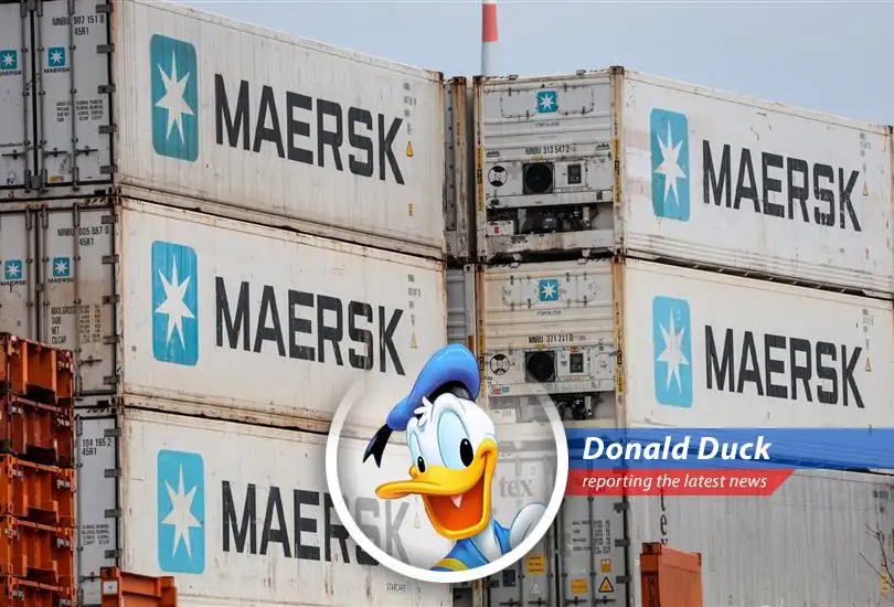 Despite strong earnings, Maersk warns that U.S.-China trade tariffs could quack up global container market volumes, leaving Donald Duck worried about the future!