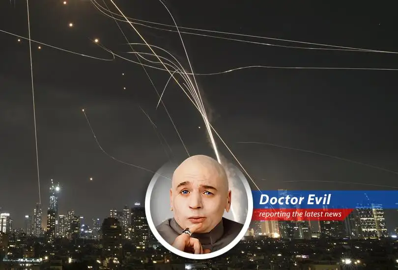 Doctor Evil analyzes the Iron Dome, a pesky missile defense system funded by America, that keeps thwarting his plans for world domination. Grrr!