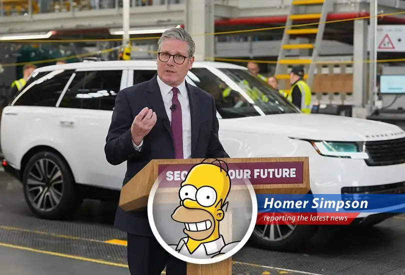 D'oh! Britain scores a trade deal with America, meaning maybe cheaper British cars for Homer, but still gotta figure out those metal thingies. Woohoo?
