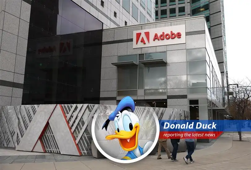 Donald Duck reports on Adobe's stock surge, driven by AI and strong financials, and details a strategy to capitalize on the upside using put options. Oh boy, oh boy!