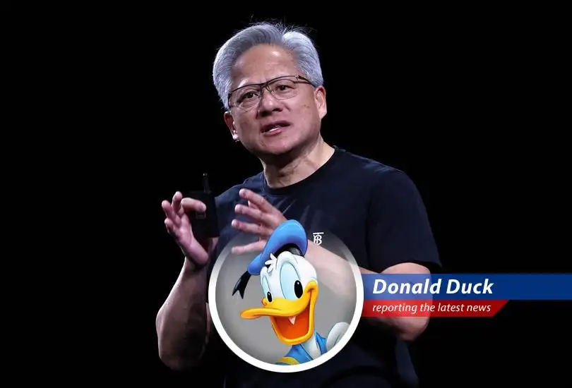 Donald Duck reports on Jensen Huang's European tour, where he promised AI dominance and ruffled some feathers in the tech world. What's the big idea?