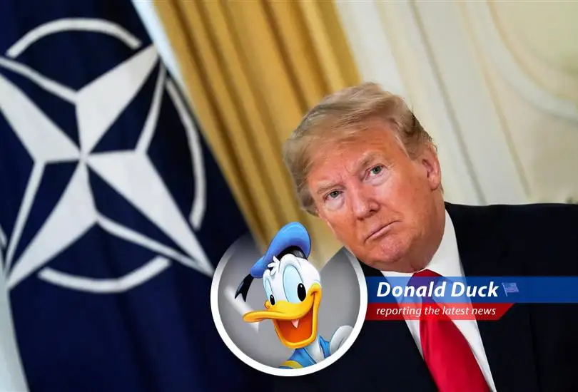 Donald Duck reports on NATO allies agreeing to a 5% defense spending target by 2035, but some countries are quacking under the pressure!