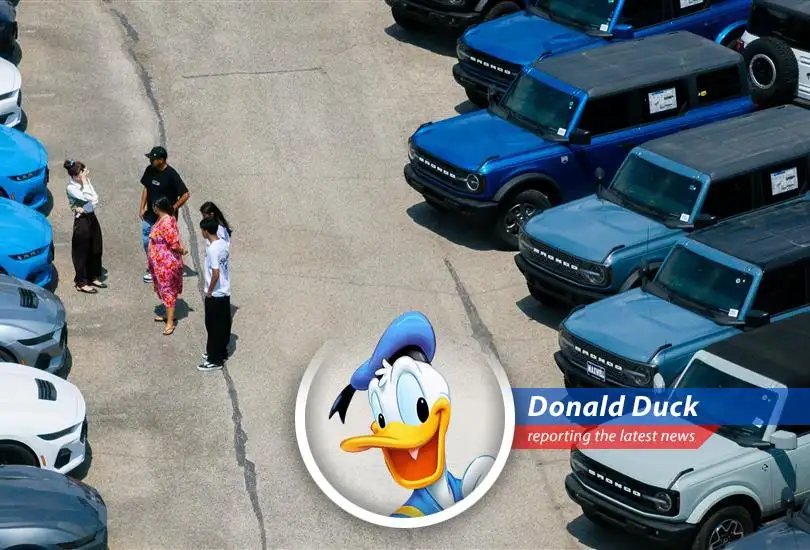 Donald Duck reports on how tariffs are quacking up consumer spending, with folks either rushing to buy cars or holding onto their clams like Scrooge McDuck.