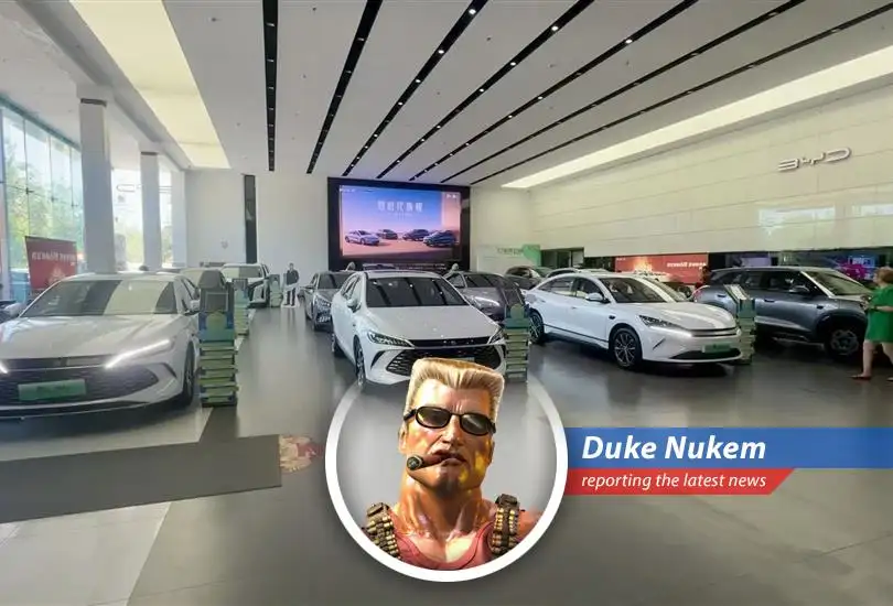 Duke Nukem reports on the cutthroat EV market in China, where BYD and others are slashing prices, leading to fears of an 'Evergrande-like' crisis. Time to kick ass and chew bubblegum... and I'm all outta gum!