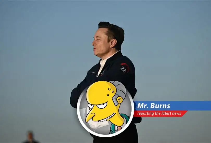 Elon Musk attempts to rally investors after a dismal earnings report, touting robotaxis and humanoid robots while Springfield's own Mr. Burns scoffs at the electric car folly.