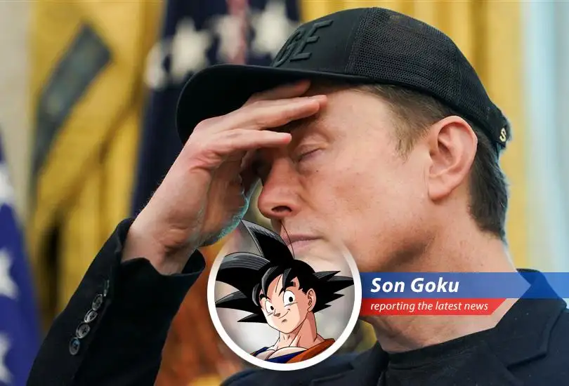 Elon Musk's Tesla faces a major stock drop after clashing with President Trump over EV policies, sparking a fiery exchange reminiscent of a Saiyan showdown.