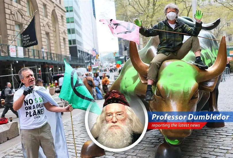 Environmental activists paint Wall Street's Charging Bull green on Earth Day, sparking debate and a quick cleanup.