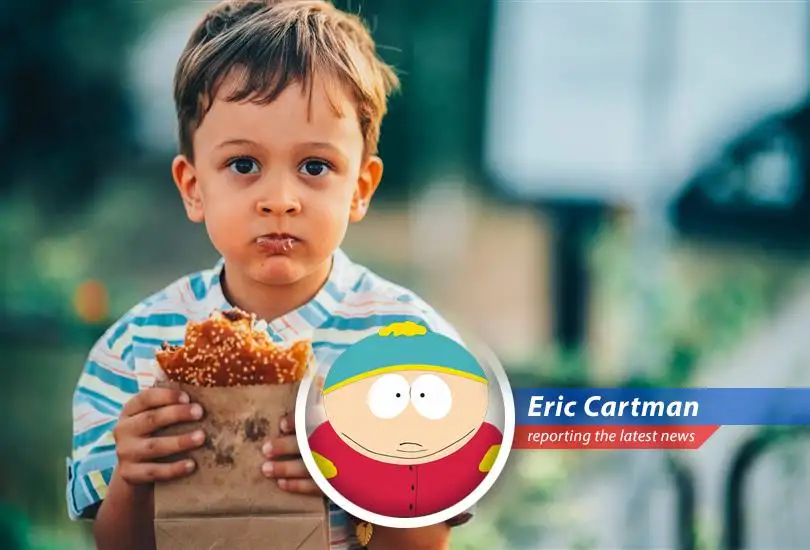 Eric Cartman reluctantly reports on toxic foods to avoid feeding your kids, because apparently, you can't conquer the world with a clogged artery.