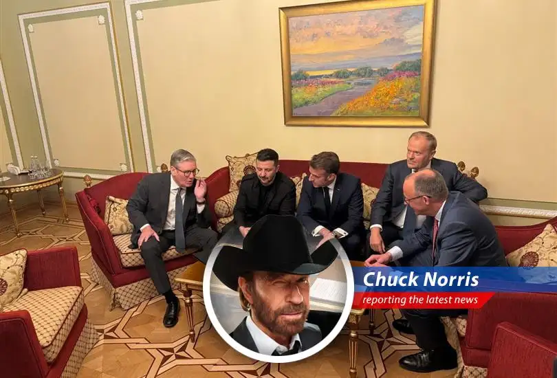 European leaders, backed by Trump and the looming threat of Chuck Norris-level sanctions, tell Putin to play nice…or face the consequences.