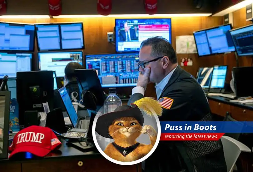 Fearless feline reporter Puss in Boots investigates Wall Street's reaction to Trump's latest tariff escapades, revealing a market stuck in a range-bound limbo.