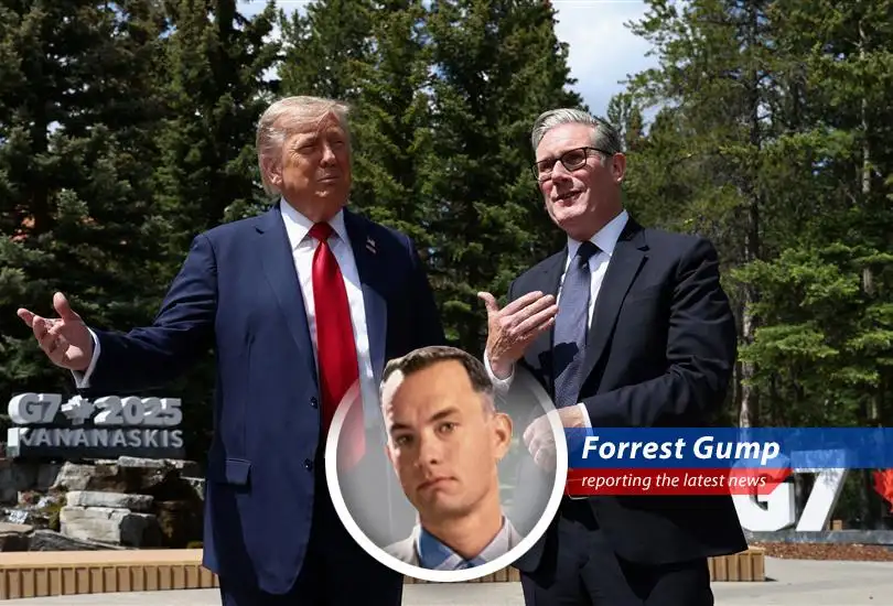Forrest Gump reports on the new tariff agreement between the U.S. and Britain, where some things are lower, some are higher, and some are still up in the air, like a game of ping pong!