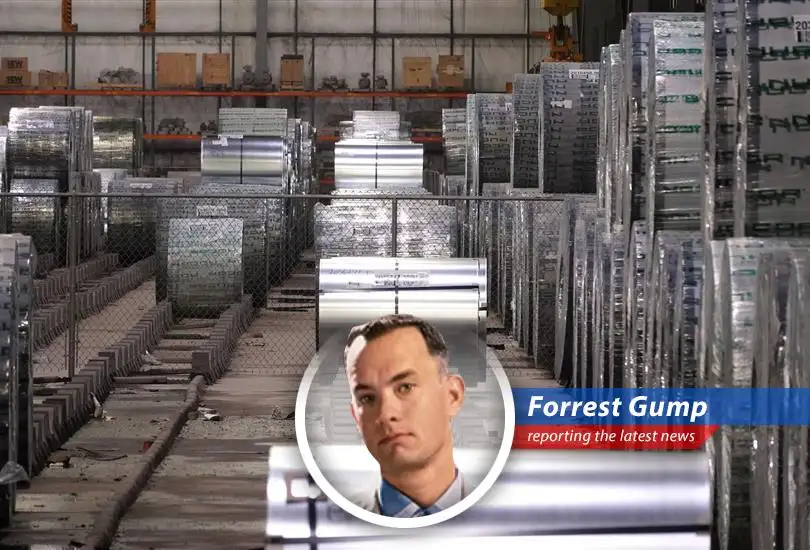 Forrest Gump reports on the stock market's ups and downs, from steel to solar and everything in between, with a little bit of Bubba Gump wisdom.