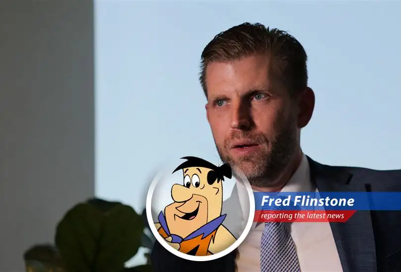 Fred Flinstone reports on Eric Trump's warning to banks about cryptocurrency and the future of finance, filled with dino-sized humor and Stone Age wisdom.