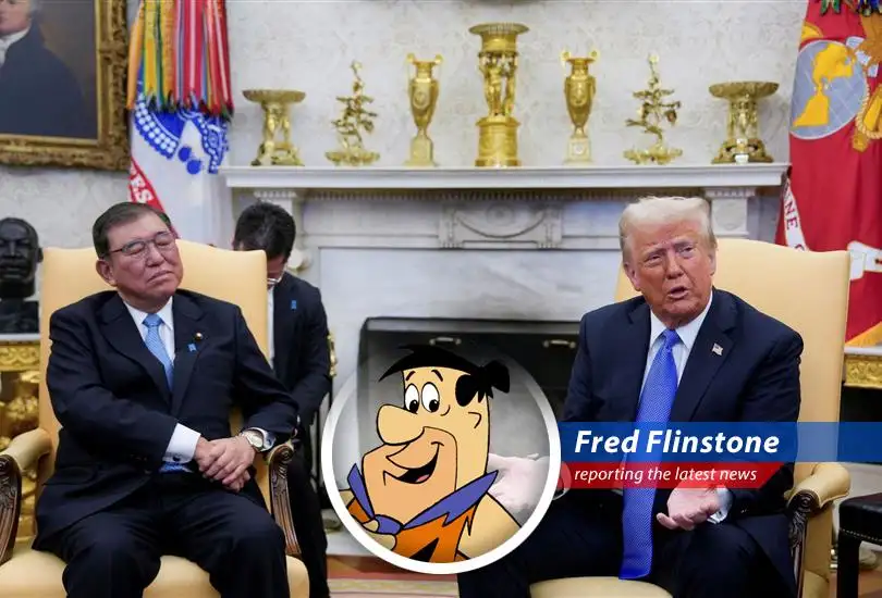 Fred Flinstone reports on how Japan, South Korea, and Taiwan might invest in a huge Alaskan gas project to make Trump happy and dodge those pesky tariffs. It's a great deal, even better than a bronto burger!