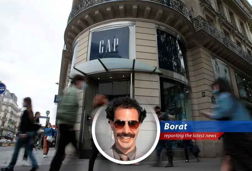 Gap Inc. grapples with potential tariff impacts while exceeding earnings expectations, Borat analyzes the situation with a keen eye for fashion and potential cultural learnings.
