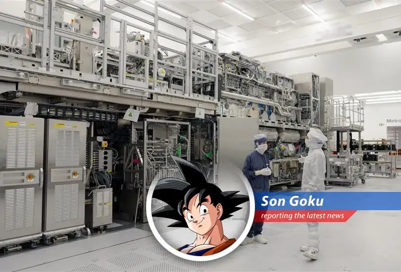 Goku reports on ASML's High NA machine, a super-expensive, bus-sized device revolutionizing microchip production, with Intel, Samsung, and TSMC leading the charge. It's like the Hyperbolic Time Chamber for chips!