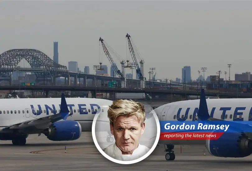 Gordon Ramsay weighs in on United Airlines' decision to slash flights at Newark Airport due to FAA staffing and tech issues, calling the situation a 'bloody disgrace' and demanding immediate action.