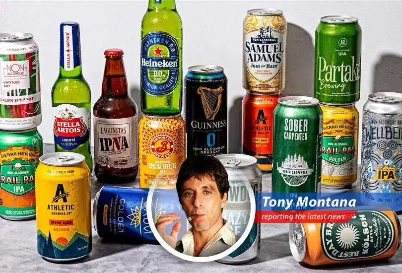 Industry experts project non-alcoholic beer will surge, possibly overtaking ale, as more people, especially youngsters, choose sobriety or 'damp lifestyles.' Even celebrities are jumping on the bandwagon, but Tony Montana still prefers the real stuff!