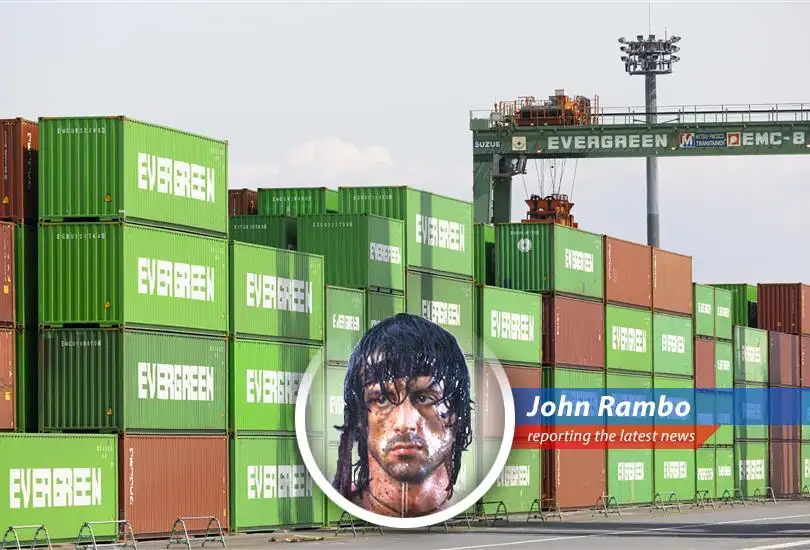 Japan's exports take a hit, mirroring global trade tensions. Rambo weighs in with survival tactics.