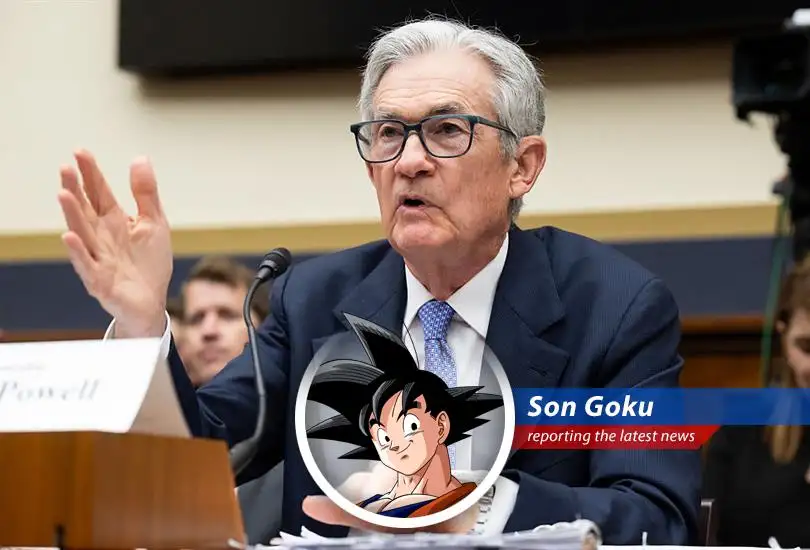 Jerome Powell, like a Saiyan warrior, holds firm on interest rates, waiting to see the impact of tariffs before making a move, while dodging energy blasts from President Trump.