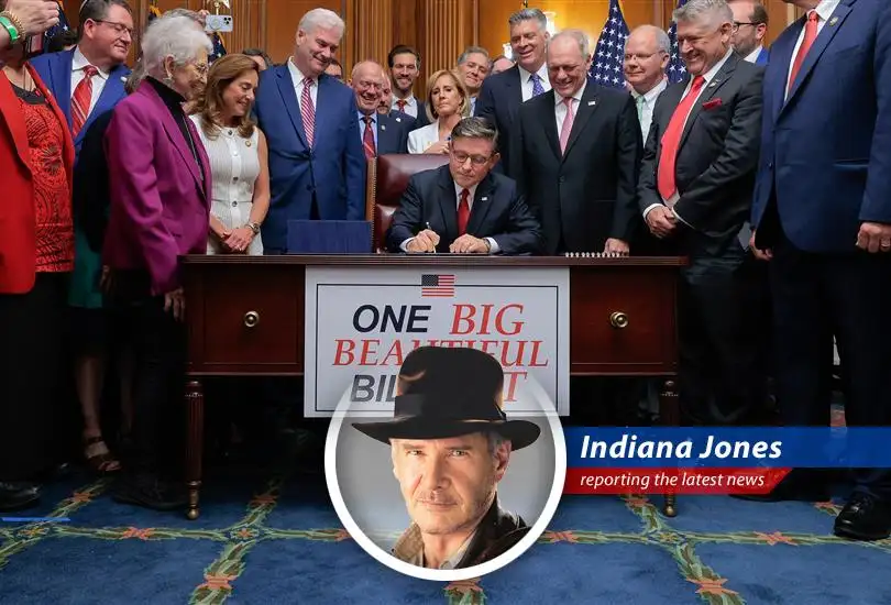 Join Indiana Jones as he deciphers the political hieroglyphs of the new tax bill, uncovering its treasures, traps, and potential curses for the American people!