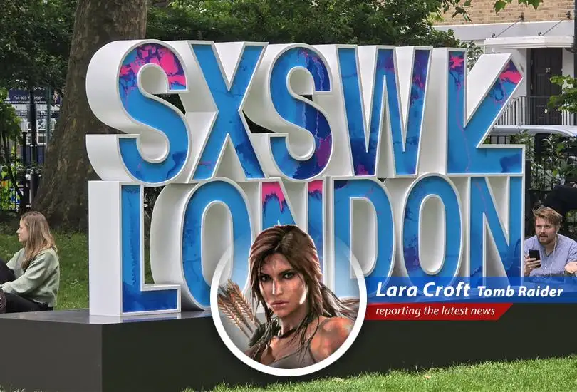 Lara Croft reports from the London debut of SXSW, where tech titans, political jabs, and overpriced socks collide in a Shoreditch showdown.
