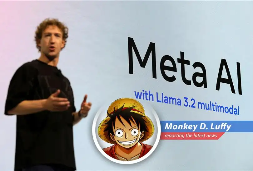 Luffy reports on Meta's bold move to launch a stand-alone AI app to compete with ChatGPT, wondering if it can point him to all the best banquets in the Grand Line.