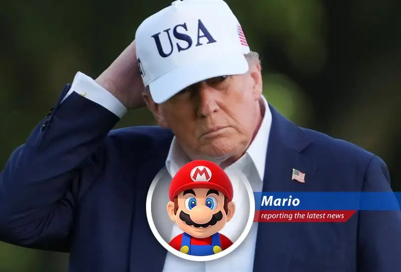 Mario reports on the U.S. imposing tariffs on Japan and South Korea, with a dash of mushroom-powered humor and a side of Koopa-sized skepticism.